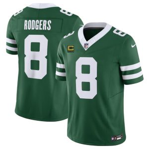 Men's New York Jets #8 Aaron Rodgers Green 2024 F.U.S.E. With 4-Star C Patch Vapor Limited Stitched Jersey - Custom Name