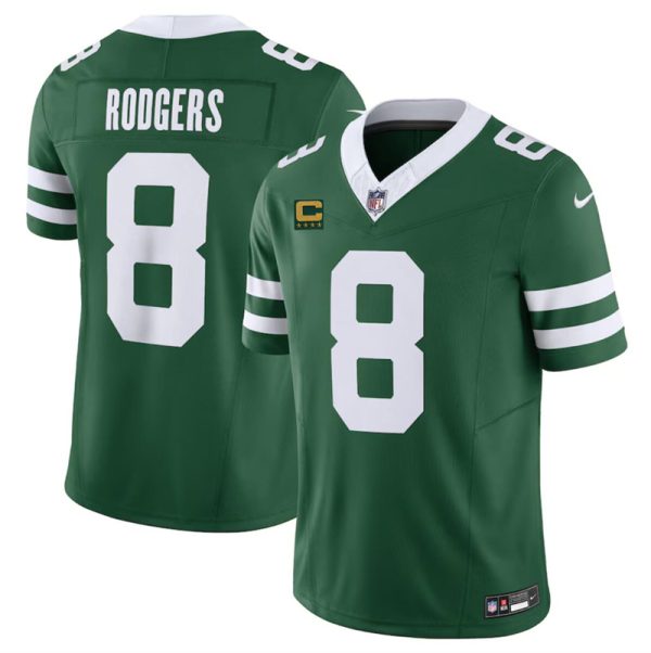 Men's New York Jets #8 Aaron Rodgers Green 2024 F.U.S.E. With 4-Star C Patch Vapor Limited Stitched Jersey - Custom Name