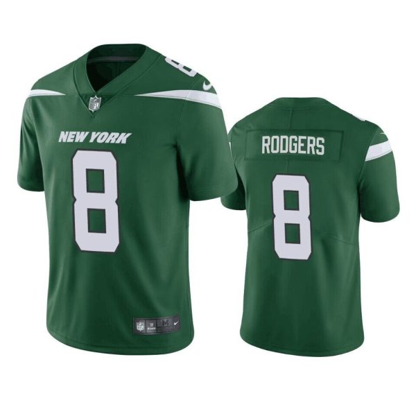Men's New York Jets #8 Aaron Rodgers Green Vapor Untouchable Limited Stitched Jersey - Custom Name