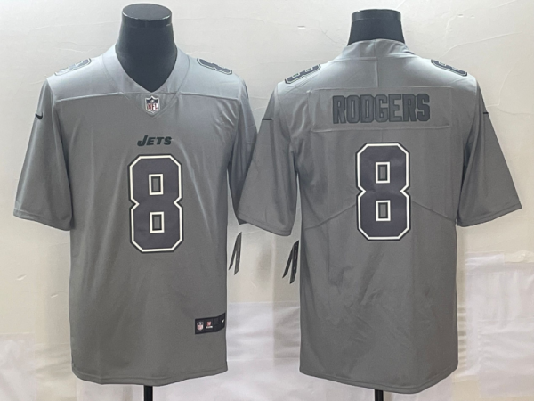 Men's New York Jets #8 Aaron Rodgers Grey Vapor Untouchable Limited Stitched Jersey - Custom Name