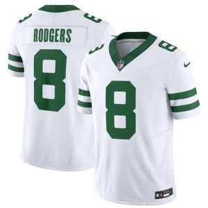 Men's New York Jets #8 Aaron Rodgers White 2023 F.U.S.E. Vapor Limited Throwback Stitched Football Jersey - Custom Name