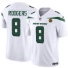 Men's New York Jets #8 Aaron Rodgers White 2023 F.U.S.E. With John Madden Patch Vapor Limited Stitched Football Jersey - Custom Name