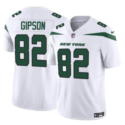 Men's New York Jets #82 Xavier Gipson 2023 F.U.S.E. White Vapor Untouchable Limited Stitched Jersey - Custom Name