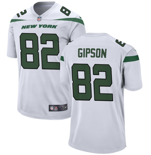 Men's New York Jets #82 Xavier Gipson White Stitched Jersey - Custom Name