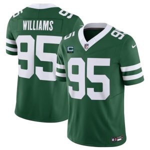 Men's New York Jets #95 Quinnen Williams Green 2024 F.U.S.E. With 2-Star C Patch Vapor Limited Stitched Jersey - Custom Name