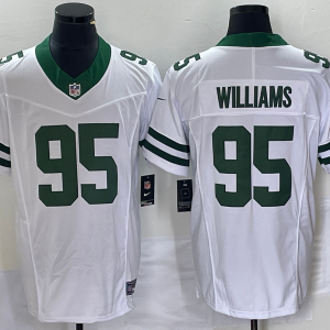 Men's New York Jets #95 Quinnen Williams White 2023 F.U.S.E. Vapor Limited Throwback Stitched Football Jersey - Custom Name