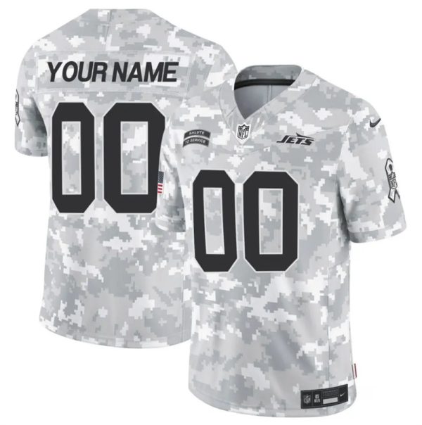 Men's New York Jets Active Player Custom 2024 F.U.S.E Arctic Camo Salute to Service Limited Stitched Football Jersey - Custom Name