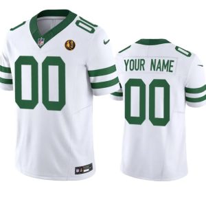 Men's New York Jets Active Player Custom White 2023 F.U.S.E. Throwback With John Madden Patch Vapor Limited Stitched Football Jersey - Custom Name