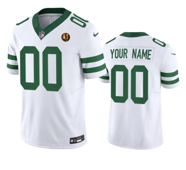 Men's New York Jets Active Player Custom White 2023 F.U.S.E. Throwback With John Madden Patch Vapor Limited Stitched Football Jersey - Custom Name