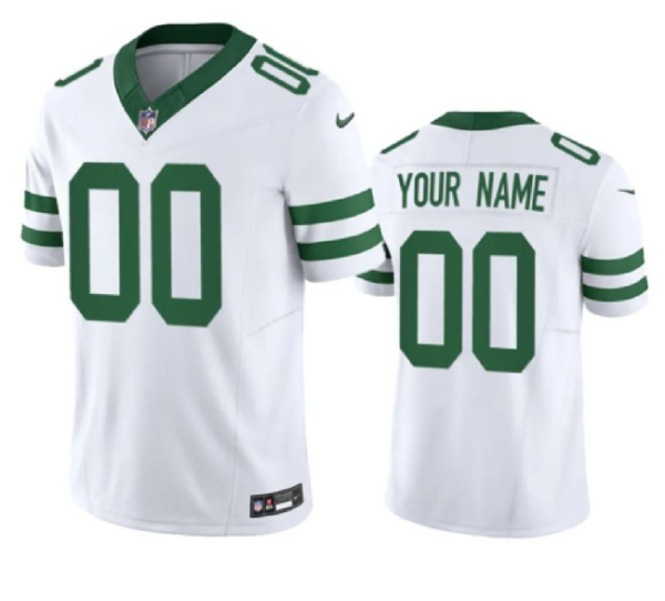Men's New York Jets Customized White F.U.S.E. Throwback Vapor Untouchable Limited Stitched Jersey - Custom Name
