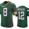 Men's New York Jets Front #8 Back #12 Aaron Rodgers Split Green Jersey - Custom Name