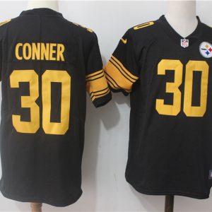 Men's Nike Pittsburgh Steelers #30 James Conner Black Stitched NFL Limited Rush Jersey - Custom Name