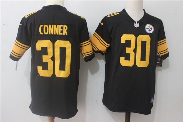Men's Nike Pittsburgh Steelers #30 James Conner Black Stitched NFL Limited Rush Jersey - Custom Name