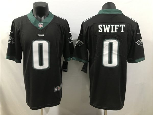 Men's Philadelphia Eagles #0 D'Andre Swift Black 2023 Draft Vapor Limited Stitched Football Jersey - Custom Name