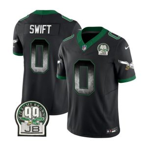 Men's Philadelphia Eagles #0 D'Andre Swift Black 2023 F.U.S.E. Throwback Vapor Untouchable Limited Stitched Football Jersey - Custom Name