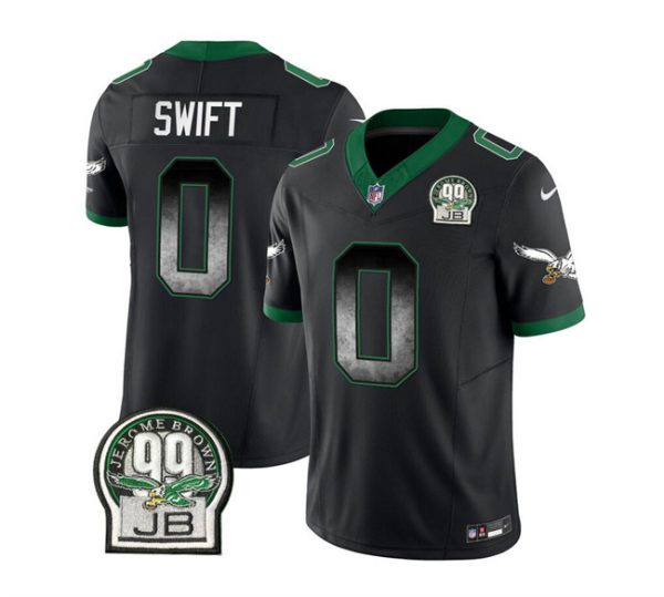 Men's Philadelphia Eagles #0 D'Andre Swift Black 2023 F.U.S.E. Throwback Vapor Untouchable Limited Stitched Football Jersey - Custom Name