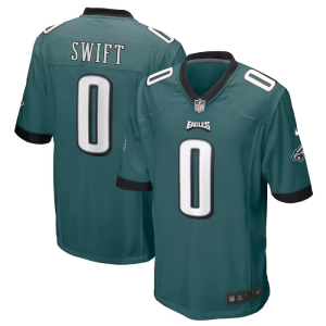 Men's Philadelphia Eagles #0 D'Andre Swift Green 2023 Draft Stitched Game Jersey - Custom Name