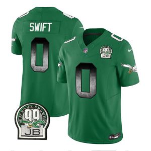 Men's Philadelphia Eagles #0 D'Andre Swift Green 2023 F.U.S.E. Throwback Vapor Untouchable Limited Stitched Football Jersey - Custom Name