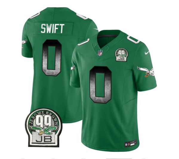 Men's Philadelphia Eagles #0 D'Andre Swift Green 2023 F.U.S.E. Throwback Vapor Untouchable Limited Stitched Football Jersey - Custom Name