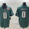 Men's Philadelphia Eagles #0 D'Andre Swift Green 2025 Super Bowl LIX Patch Vapor Untouchable Limited Stitched Football Jersey - Custom Name