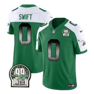 Men's Philadelphia Eagles #0 D'Andre Swift Green White 2023 F.U.S.E. Throwback Vapor Untouchable Limited Stitched Football Jersey - Custom Name