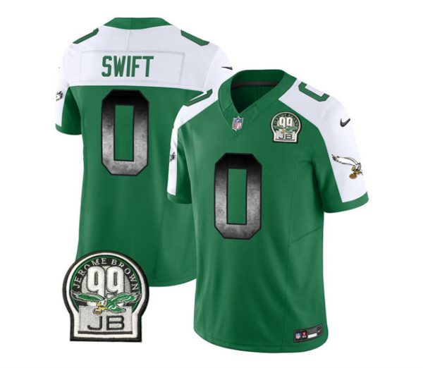 Men's Philadelphia Eagles #0 D'Andre Swift Green White 2023 F.U.S.E. Throwback Vapor Untouchable Limited Stitched Football Jersey - Custom Name