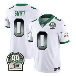 Men's Philadelphia Eagles #0 D'Andre Swift White 2023 F.U.S.E. Throwback Vapor Untouchable Limited Stitched Football Jersey - Custom Name