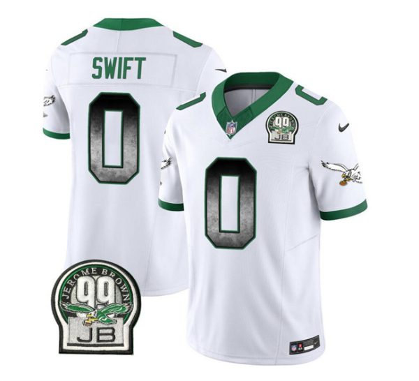 Men's Philadelphia Eagles #0 D'Andre Swift White 2023 F.U.S.E. Throwback Vapor Untouchable Limited Stitched Football Jersey - Custom Name