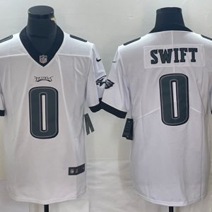 Men's Philadelphia Eagles #0 D'Andre Swift White Vapor Limited Stitched Football Jersey - Custom Name