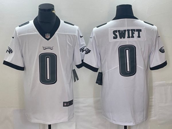 Men's Philadelphia Eagles #0 D'Andre Swift White Vapor Limited Stitched Football Jersey - Custom Name