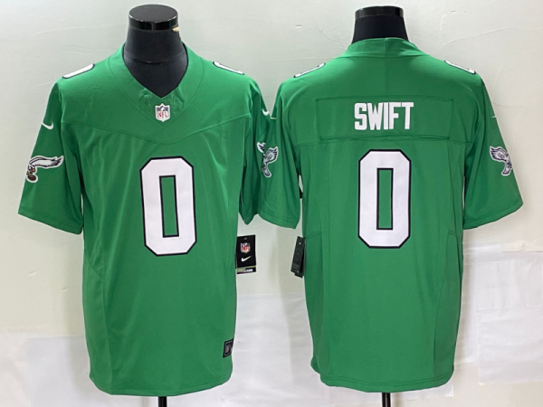 Men's Philadelphia Eagles #0 D’andre Swift Green 2023 F.U.S.E. Vapor Untouchable Stitched Football Jersey - Custom Name