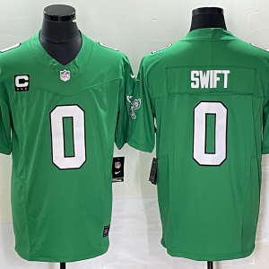 Men's Philadelphia Eagles #0 D’andre Swift Green 2023 F.U.S.E. With C Patch Vapor Untouchable Stitched Football Jersey - Custom Name