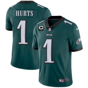 Men's Philadelphia Eagles #1 Jalen Hurts 2022 Green With 2-star C Patch Vapor Untouchable Limited Stitched Jersey - Custom Name