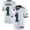 Men's Philadelphia Eagles #1 Jalen Hurts 2022 White With 2-star C Patch Vapor Untouchable Limited Stitched Jersey - Custom Name