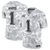 Men's Philadelphia Eagles #1 Jalen Hurts 2024 F.U.S.E Arctic Camo Salute to Service Limited Stitched Football Jersey - Custom Name