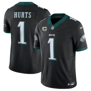 Men's Philadelphia Eagles #1 Jalen Hurts Black 2023 F.U.S.E. With C Patch Vapor Untouchable Limited Stitched Football Jersey - Custom Name