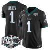 Men's Philadelphia Eagles #1 Jalen Hurts Black 2024 NFC East Champions With 4-Star C Patch F.U.S.E. Vapor Untouchable Limited Stitched Football Jersey - Custom Name