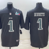 Men's Philadelphia Eagles #1 Jalen Hurts Black Green Super Bowl LVII Patch Vapor Untouchable Limited Stitched Jersey - Custom Name