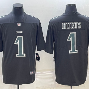 Men's Philadelphia Eagles #1 Jalen Hurts Black Green Vapor Untouchable Limited Stitched Jersey - Custom Name