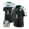 Men's Philadelphia Eagles #1 Jalen Hurts Black White 2023 F.U.S.E. With 3-star C Patch Throwback Vapor Untouchable Limited Stitched Football Jersey - Custom Name