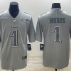 Men's Philadelphia Eagles #1 Jalen Hurts Gray Super Bowl LVII Patch Atmosphere Fashion Stitched Jersey - Custom Name