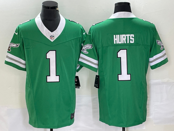 Men's Philadelphia Eagles #1 Jalen Hurts Green 2023 F.U.S.E. Vapor Untouchable Stitched Football Jersey - Custom Name