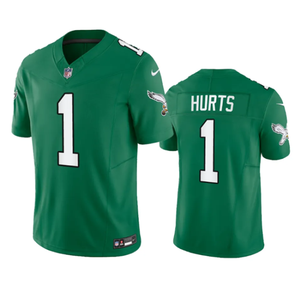 Men's Philadelphia Eagles #1 Jalen Hurts Green 2023 F.U.S.E. Vapor Untouchable Stitched Football Jersey1 - Custom Name