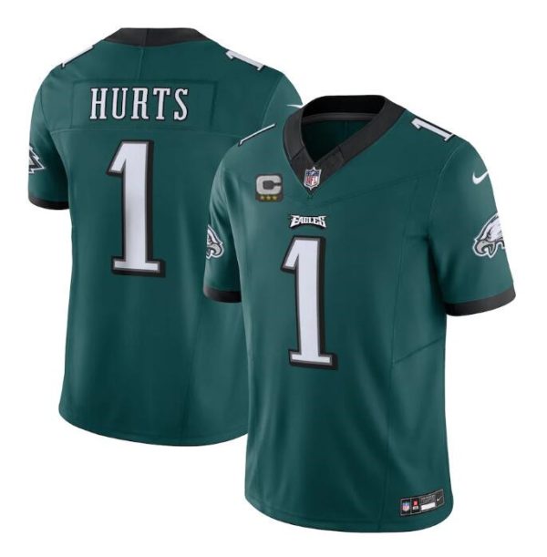 Men's Philadelphia Eagles #1 Jalen Hurts Green 2023 F.U.S.E. With C Patch Vapor Untouchable Limited Stitched Football Jersey - Custom Name