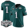 Men's Philadelphia Eagles #1 Jalen Hurts Green 2024 New NFC East Champions With 3-Star C Patch F.U.S.E. Vapor Untouchable Limited Stitched Football Jersey - Custom Name