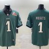 Men's Philadelphia Eagles #1 Jalen Hurts Green 2025 Super Bowl LIX Patch Vapor Untouchable Limited Stitched Football Jersey - Custom Name