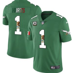 Men's Philadelphia Eagles #1 Jalen Hurts Green Mexico Vapor Untouchable Limited Stitched Football Jersey - Custom Name
