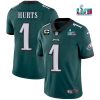 Men's Philadelphia Eagles #1 Jalen Hurts Green Super Bowl LVII Patch And 2-star C Patch Vapor Untouchable Limited Stitched Jersey1 - Custom Name