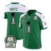 Men's Philadelphia Eagles #1 Jalen Hurts Green White 2023 F.U.S.E. With 3-star C Patch Throwback Vapor Untouchable Limited Stitched Football Jersey - Custom Name