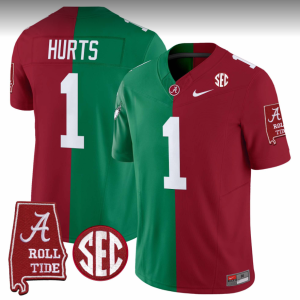 Men's Philadelphia Eagles #1 Jalen Hurts Red Green Stitched Football Jersey - Custom Name